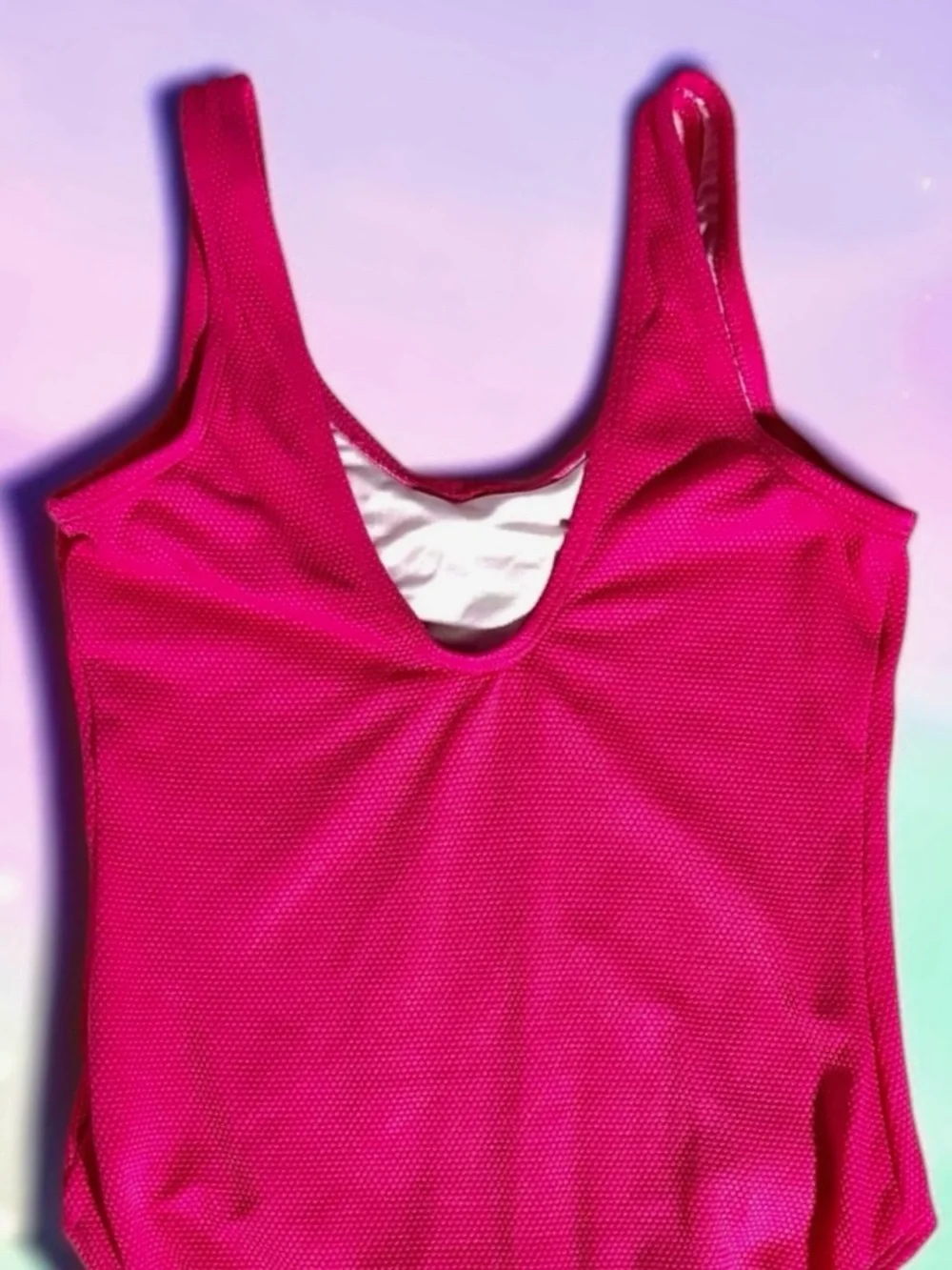Old Navy Girls Swimsuit Bright Textured Pink One‑Piece XL 14–16 EUC